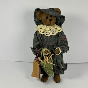 Charming Scarecrow Bear with Shopping Bags Collectible Figurine Decorative